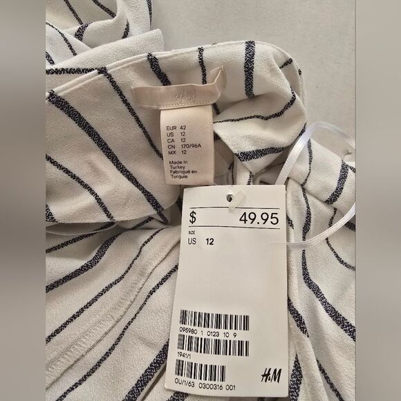NWT H&M Cut Out Striped Romper In White And Black Size 12 - Picture 3 of 12